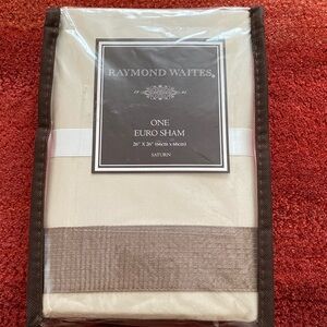 RAYMOND WAITES SATURN STRAW WITH BROWN RIBBON BORDER DETAILS EURO SHAM, NEW